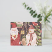メリークリスマスレトロヴィンテージサンタクロース シーズンポストカード (スタンド正面)