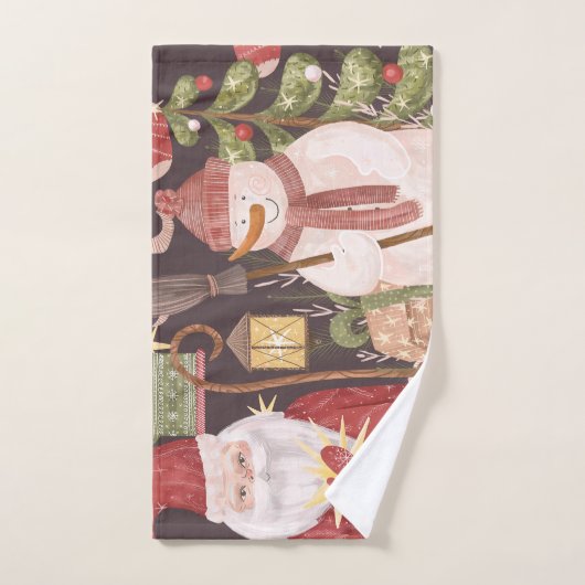 メリークリスマスレトロヴィンテージサンタクロース ハンドタオル (ハンドタオル)