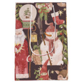 メリークリスマスレトロヴィンテージサンタクロース ミディアムペーパーバッグ (裏面)