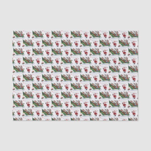 メリークリスマスレトロヴィンテージサンタ 薄葉紙 (正面)