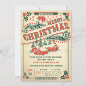 メリークリスマスレトロヴィンテージ素朴招待状 招待状 (正面)