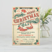 メリークリスマスレトロヴィンテージ素朴招待状 招待状 (スタンド正面)