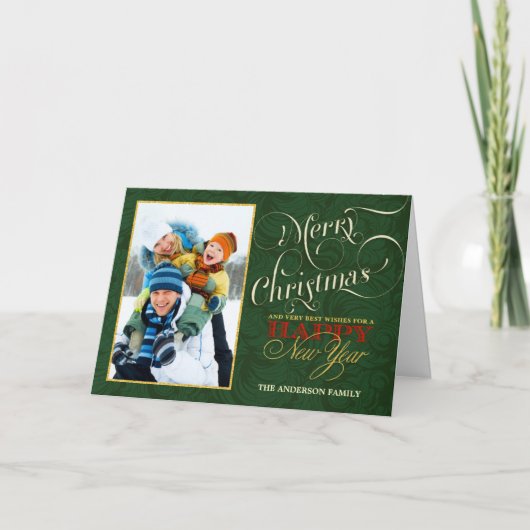 メリークリスマスレトロ写真グリーティングカード シーズンカード (正面)