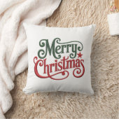 メリークリスマスレトロ刺繍タイポグラフィ クッション (ブランケット)