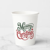 メリークリスマスレトロ刺繍タイポグラフィ 紙コップ (裏面)