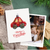 メリークリスマスレトロ車のオーナメント写真 シーズンカード