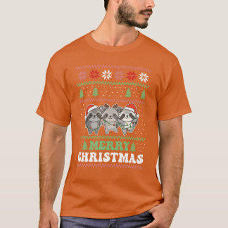 メリークリスマスレトロ醜いクリスマスラクーンヴィンタ Tシャツ