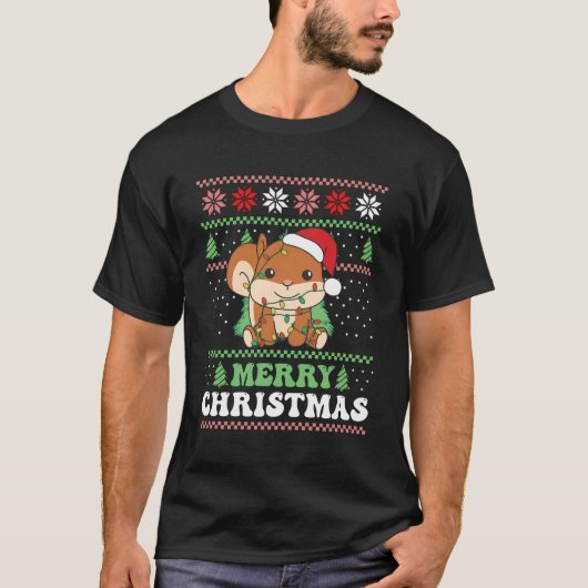 メリークリスマスレトロ醜いクリスマスリス Tシャツ (正面)