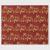 メリークリスマスレトロ金ゴールドタイポグラフィ ラッピングペーパー (フラット)