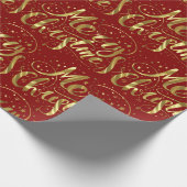 メリークリスマスレトロ金ゴールドタイポグラフィ ラッピングペーパー (角)