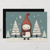 メリークリスマスレトロ雪だるま シーズンカード (正面/裏面)