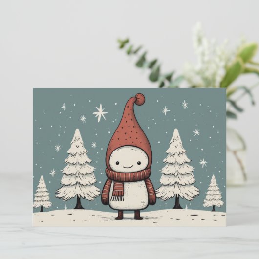 メリークリスマスレトロ雪だるま シーズンカード (スタンド正面)