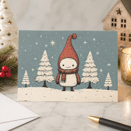 メリークリスマスレトロ雪だるま シーズンカード