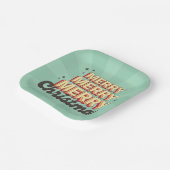 メリークリスマスレトロgroovy 3dデザイン文字 ペーパープレート (傾斜あり)