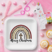 メリークリスマスレパードプリントクロス ペーパープレート (パーティー)