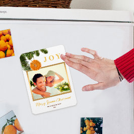 メリークリスマスレモン金ゴールドフォトマグネットカード マグネット