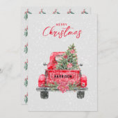 メリークリスマスレ素朴ッドトラックフラットホリデーカード シーズンカード (正面/裏面)