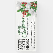 メリークリスマスロゴを追加Waterカラーフローラ |緑 横断幕 (縦)