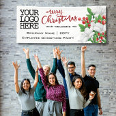 メリークリスマスロゴを追加Waterカラーフローラ |赤 横断幕