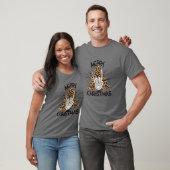 メリークリスマスロックNロールハンドサインLeopard Chri Tシャツ (ユニセックス)