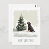 メリークリスマスロットワイラードッグクリスマスツリー ポストカード (正面/裏面)