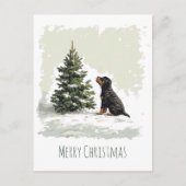 メリークリスマスロットワイラードッグクリスマスツリー ポストカード (正面)