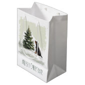 メリークリスマスロットワイラードッグクリスマスツリー ミディアムペーパーバッグ (正面アングル)