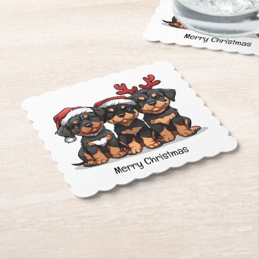 メリークリスマスロットワイラードッグサンタ ペーパーコースター (アングル)