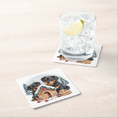 メリークリスマスロットワイラードッグスジンジャーブレッドハウス スクエアペーパーコースター (インサイチュ)