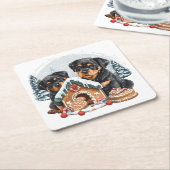 メリークリスマスロットワイラードッグスジンジャーブレッドハウス スクエアペーパーコースター (アングル)