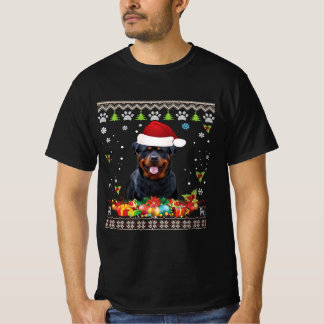 メリークリスマスロットワイラードッグ醜いサンタハット Tシャツ
