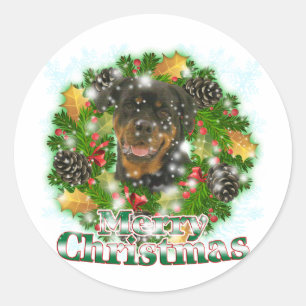 メリークリスマスロットワイラー ラウンドシール