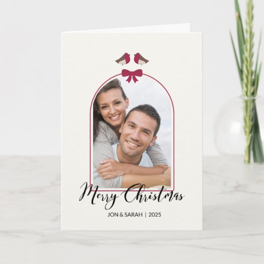 メリークリスマスロビンとレッドボウがアーチ シーズンカード (正面)