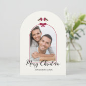 メリークリスマスロビンとレッドボウがアーチ 招待状 (スタンド正面)