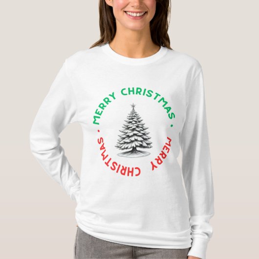 メリークリスマスロングTシャツ Tシャツ (正面)