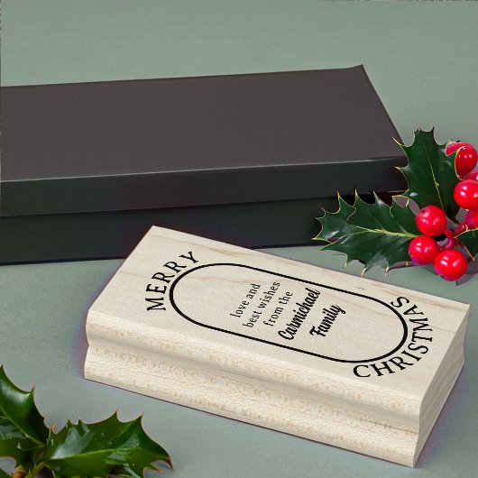 メリークリスマスロージェンジのロゴスタイルはっきりしたスクリプト ラバースタンプ