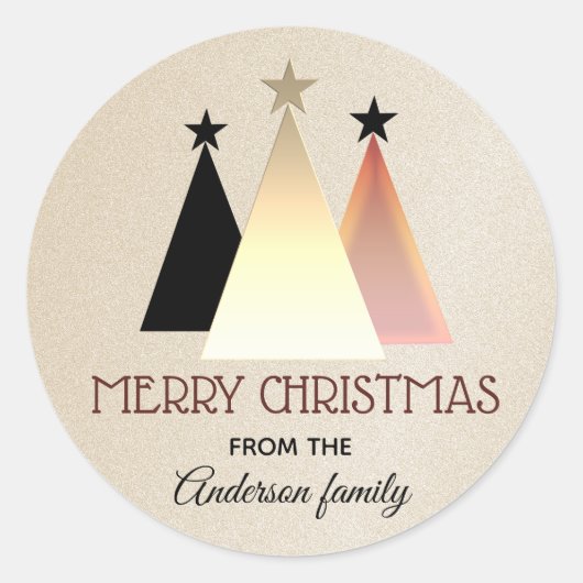 メリークリスマスローズゴールドモノグラム ラウンドシール (正面)