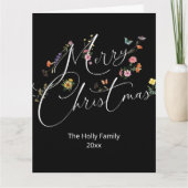 メリークリスマスワイルドフラワーホリデーグリーティング カード (正面)