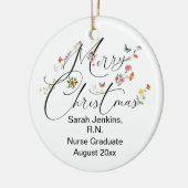 メリークリスマスワイルドフラワーR.N.ナース卒業 セラミックオーナメント (左)