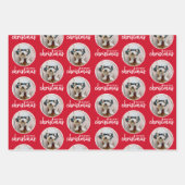 メリークリスマスワンサークルフォト – 赤い緑 ラッピングペーパーシート (正面2)