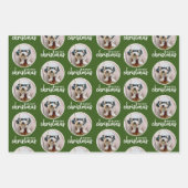 メリークリスマスワンサークルフォト – 赤い緑 ラッピングペーパーシート (正面)