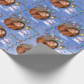 メリークリスマスワンサークル写真と名前雪だるま ラッピングペーパー (角)