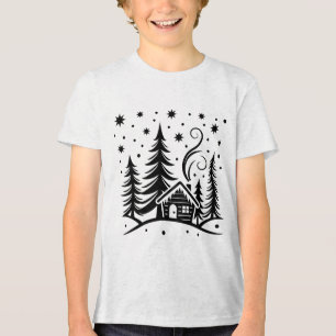メリークリスマスワンダーランドツリーズハウス&スター トライブレンドTシャツ