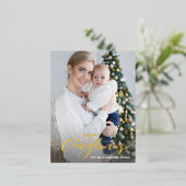 メリークリスマスワンバチカルホリデーフォト金ゴールド 箔シーズンポストカード (立ち正面)