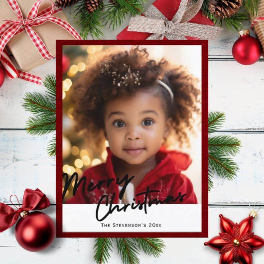 メリークリスマスワンフォトホリデー シーズンポストカード