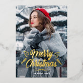 メリークリスマスワンフォトホリデー 箔招待状 (正面)