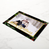 メリークリスマスワンフォトホリーフレーム暗 箔シーズンカード (回転した状態)