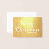 メリークリスマスワードアート金ゴールド 箔カード (封筒付き正面)