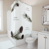 メリークリスマスワード松果体が白く枝分かれ シャワーカーテン (インサイチュ)