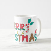 メリークリスマスワード要素 コーヒーマグカップ (正面右)